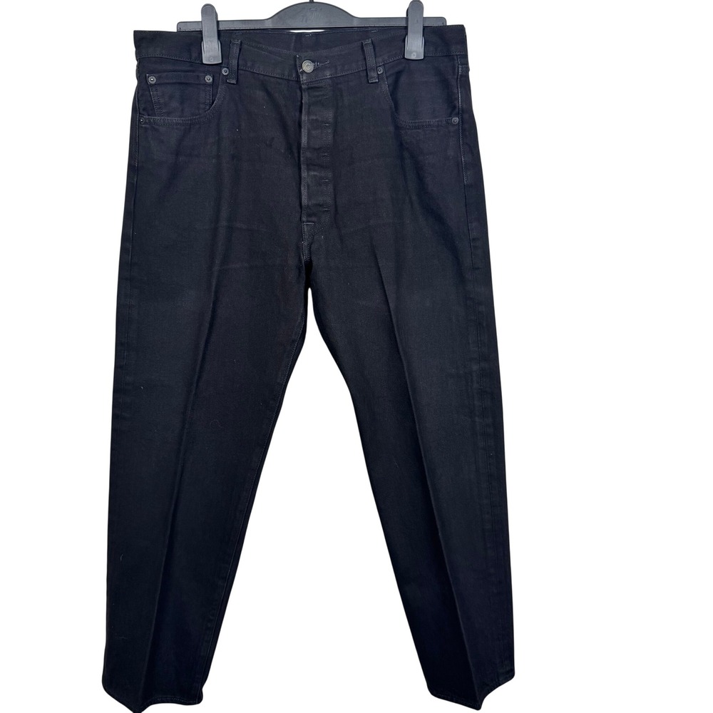 Levi's 501 Jeans 38x30 Black Button Fly Straight 12in RiseLeg Classic Denim